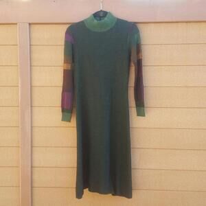 Vintage Emerald Green Knit Textured Dress